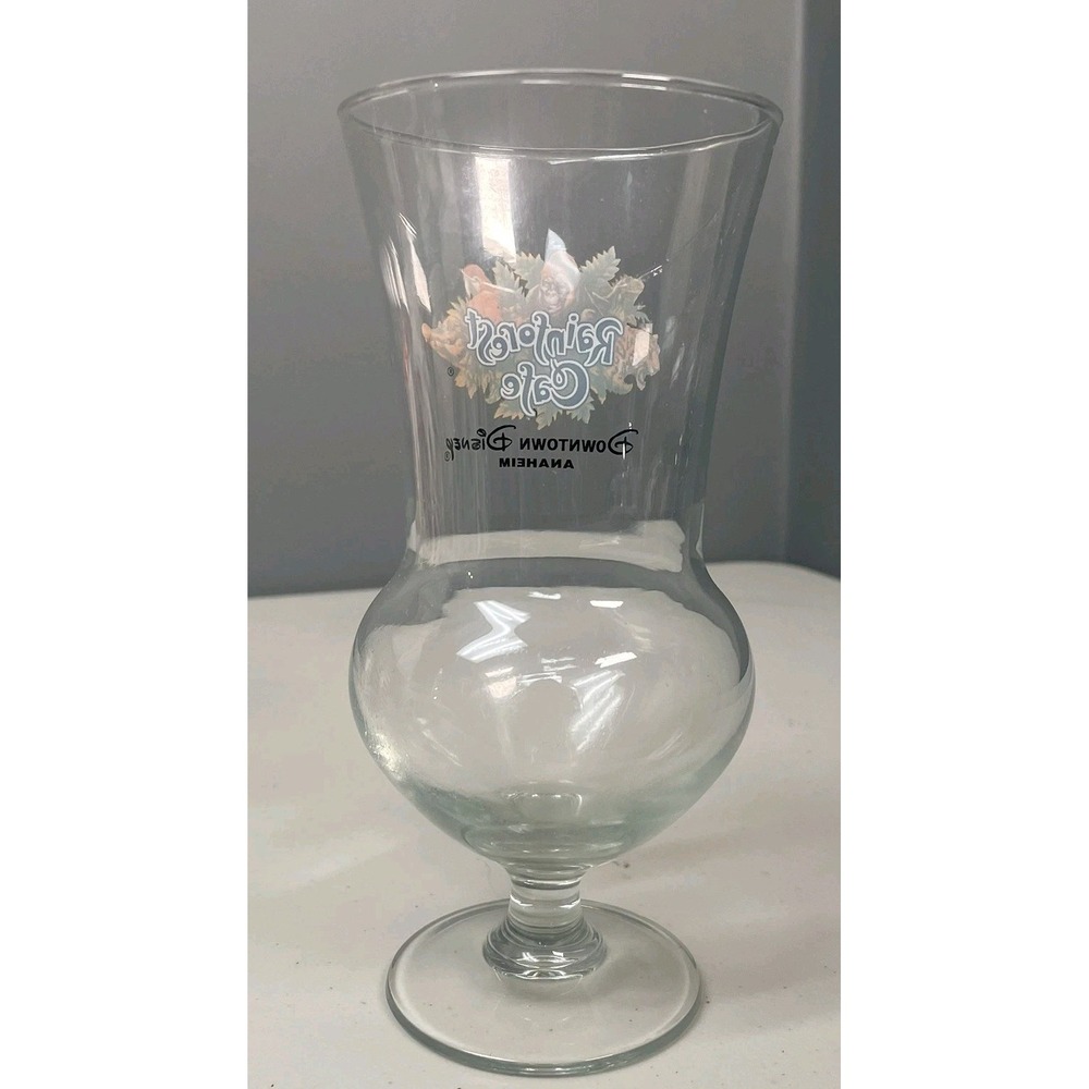 Downtown Disney Anaheim Rainforest Cafe Collectible Hurricane Glass Cup - Picture 3 of 5